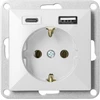 Orno Lizdas pojedyncze p/t 2P+Z, Schuko, su ładowarką USB A+C Pearl, 16 A, 250 V, PT-17P/USB A+C, balta