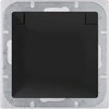 Gniazdo Lizdas Lizdas su 2P+Z apsauga nuo vandens purslų, su atvartu, Pearl, 16A, 250V, PT-17PH, juodas
