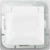 Gniazdo Lizdas Lizdas su 2P+Z apsauga nuo vandens purslų, su atvartu, Pearl, 16A, 250V, PT-17PH, baltas
