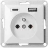 Gniazdo Lizdas Lizdas su USB įkrovikliu, 2P+E, Pearl, 16A, 250V, PT-16P/USB, baltas