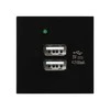 Orno NOEN USB x 2, dviejų prievadų modulinis 45x45 mm su USB įkrovikliu, 2.1A 5V DC, juodas