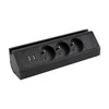 Orno Potrójne Triguba baldų rozetė su telefono laikikliu, USB įkrovikliu ir 1,5 m laidu, 3x2P+Z, 2xUSB (A tipo, 2,4A), juoda