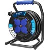 Orno Profesionalus kabelio būgnas IP44, 4 lizdai 2P + Z, alyvai atsparus guminis kabelis, H07RN-F 3x2,5mm ?, ilgis 20m, unikalus CUBE stovas, FIXED LIZDAI, šiluminė apsauga, srovės grandinės dangteliai.