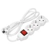 Orno Przedłużacz 3 krypčių prailgintuvas 2P+Z (Schuko) su jungikliu, 1,5 m H05VV-F 3x1,5mm2, Imax=16A, plokščias kištukas, baltas