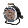 Orno Przedłużacz MINI prailginimo kabelio ritė, 4 lizdai 2P+Z, metalinis stovas, PVC H05VV-F 3x1mm?, ilgis 15m, pilka