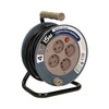 Orno Przedłużacz MINI prailginimo kabelio ritė, 4 lizdai 2P+Z, metalinis stovas, PVC H05VV-F 3x1mm?, ilgis 15m, pilka