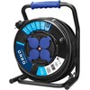 Orno Przedłużacz Profesionalus IP44 prailginimo laido ritė, 4 lizdai 2P+Z, alyvai atsparus guminis kabelis, H07RN-F 3x2,5mm², ilgis - 30m, unikalus CUBE stovas, FIKSUOTI LIZDAI, šiluminės perkrovos relė, srovės kelio sklendės