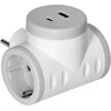 Orno Rozgałęźnik 2P+Z (Schuko) skirstytuvas su 2xUSB įkrovikliu, greitas įkrovimas, baltai pilkas