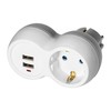 Orno Rozgałęźnik 2P+Z (Schuko) skirstytuvas su 2xUSB įkrovikliu, baltai pilkas