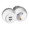 Orno Rozgałęźnik 2P+Z (Schuko) skirstytuvas su 2xUSB įkrovikliu, baltai pilkas