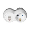 Orno Rozgałęźnik 2P+Z (Schuko) skirstytuvas su 2xUSB įkrovikliu, baltai pilkas