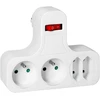 Orno Rozgałęźnik 2x2P+Z + 2x2P, su wyłącznikiem, balta