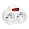 Orno Power splitter with 2 round sockets and a central switch, baltas (OR-AE-13187)