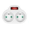 Orno Power splitter with 2 round sockets and a central switch, baltas (OR-AE-13187)