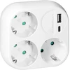 Orno Rozgałęźnik 3x2P+Z, Schuko, su ładowarką USB-A+C, 15,5 W, balta