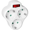 Orno Rozgałęźnik 3x2P+Z, Schuko, su wyłącznikiem, balta