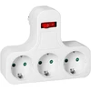 Orno Rozgałęźnik 3x2P+Z, Schuko, su wyłącznikiem, balta