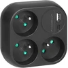 Orno Rozgałęźnik 3x2P+Z su ładowarką USB-A+C, 15,5 W, juoda