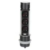 Orno Wpuszczane Įleidžiamas baldų lizdas Ø6cm su USB įkrovikliu ir 1,5m laidu, 3x2P+Z, 2xUSB (A ir C tipo), INOX