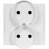 Plastrol Dvigubas lizdas su kištuku -luna- p/t 2x2p 16a, 250v rėminės sistemos, balta