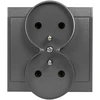 Plastrol Lizdas wtyczkowe podwójne -luna- p/t 2x2p 16a, 250v do systemu ramkowego, antracito