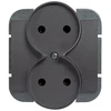 Plastrol Lizdas wtyczkowe podwójne -onyx- p/t 2x2p 16a ,250v do systemu ramkowego, antracito