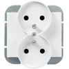 Plastrol Lizdas wtyczkowe podwójne -onyx- p/t 2x2p+su 16a ,250v do systemu ramkowego, balta