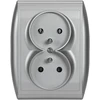 Plastrol Lizdas įmontuojamas dvigubas 2x2p+su, 16A, 250V komplektas