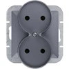 Plastrol Lizdas wtyczkowe podwójne -perła- p/t 2x2p 16a, 250v do systemu ramkowego, antracito