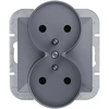Plastrol Lizdas wtyczkowe podwójne -perła- p/t 2x2p+su 16a, 250v do systemu ramkowego, antracito