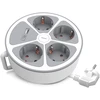 Plastrol 4-jų lizdų Schuko prailgintuvas su jungikliu ir USB-A bei USB-C lizdais