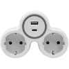 Plastrol Rozgałęźnik dwukrotny, 2x gniazda wtyczkowe su uziemieniem schuko, 1xgniazdo usb a, 1xgniazdo usb c
