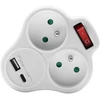 Plastrol Rozgałęźnik podwójny su wyłącznikiem, 2x2p+su, 16a, 230v ; 1xgniazdo usb a, 1xgniazdo usb c; balta