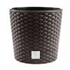 Prosperplast Lauko plastikinis vazonas RATO ROUND, su įdėklu, rudos sp., 40 x 40 x 38 cm