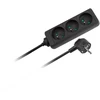 Prailgintuvas 3 lizdai 3m prancūziško tipo be jungiklio (3x1.5mm) Rebel juoda