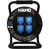Przedłużacz bębnowy linija hand pro; 3x(2p+su) +1x(usb-a;usb-c); ip44; 16a; h07rn-f; 3×1,5; 20m; schuko; juoda