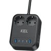 Przedłużacz usb 65w, 2x2p+su + 2xusb a, 3xusb c, 2m, schuko; kel