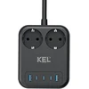Przedłużacz usb 65w, 2x2p+su + 2xusb a, 3xusb c, 2m, schuko; kel
