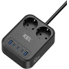 Przedłużacz usb 65w, 2x2p+su + 2xusb a, 3xusb c, 2m, schuko; kel