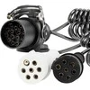 Spiralinis kabelis sunkvežimio priekabai 2x 7 kontaktų 15 kontaktų tipo n/s 5m 24v amio-04381