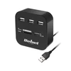 Rebel HUB USB 2.0 3 šakotuvas su atminties kortelių skaitytuvu