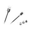 Rebel Magnetinis USB kabelis 3in1 microUSB USB C Lightning 1m Juodas