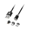 Rebel Magnetinis USB kabelis 3in1 microUSB USB C Lightning 1m Juodas