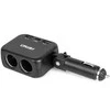 Dviejų lizdų cigarečių uždegiklio prailgintojas su įkrovikliu 2×USB-A + USB-C 12/24V 100W 180° AMIO-04357