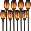 8x saulės energija varomos sodo lempos su LED žibintuvėliais ir liepsnos efektu