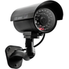 Atrapa Netikra CCTV kamera su saulės stebėjimo kamera, mirksinčia LED lempute ant sienos