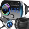 Transmiter „Bluetooth“ FM siųstuvas automobiliui, 2x greitas įkroviklis, USB-C, AUX, skambučiai - E663