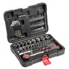 TOPTOOLS Antgalių ir galvučių rinkinys su tekškle TOP TOOLS, 3/8", su atsuktuvu, terkšle ir raktais, 63 vnt.