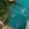 Eurofirany BLINK / 14 Aksominis stalo takelis su su dideliu art deco stiliaus vėduoklės raštu, 35X220 cm, spalva: tamsi turkio
