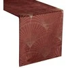 Eurofirany BLINK / 14 Aksominis stalo takelis su su dideliu art deco stiliaus vėduoklės raštu, 35X140 cm, spalva: plytų